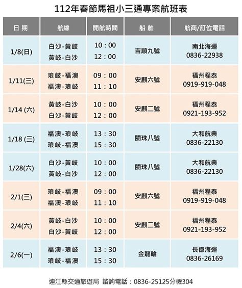 東北之星|船舶資訊 — 航班表 